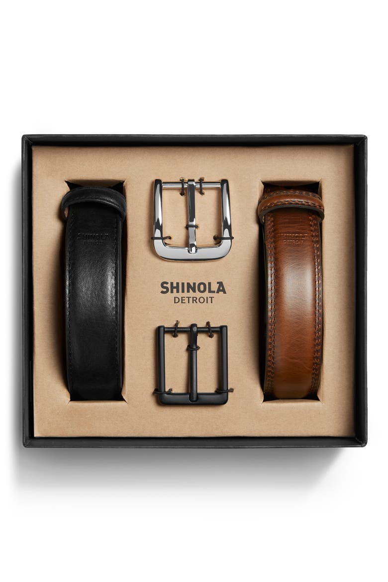 Guardian Leather Belt Set, Main, color, BLACK WHISKEY