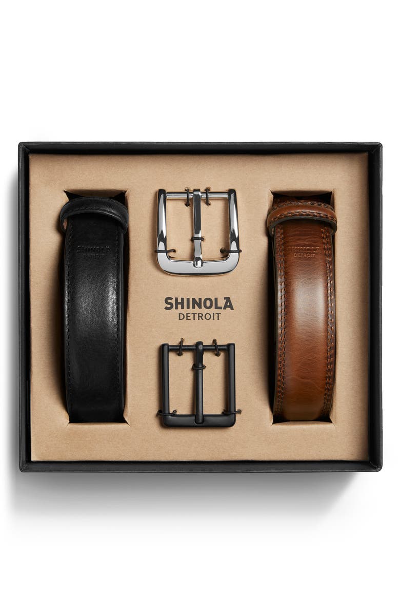 Shinola Guardian Leather Belt Set, Main, color, 
