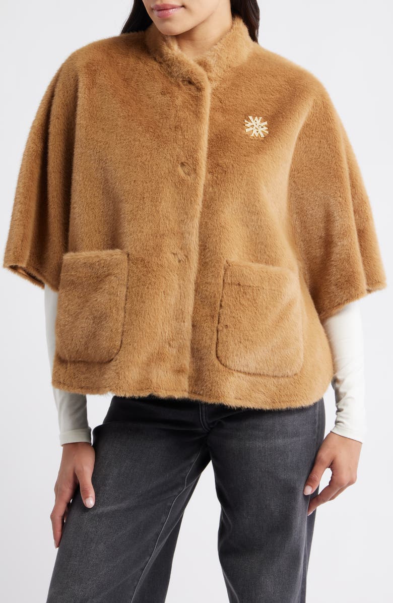 Wit & Wisdom Faux Fur Capelet, Alternate, color, Caramel Latte