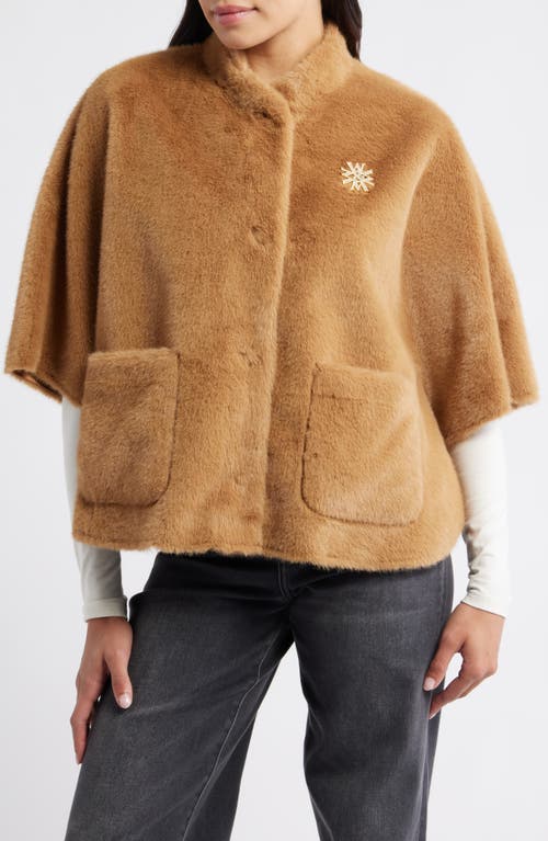 Wit & Wisdom Faux Fur Capelet In Brown