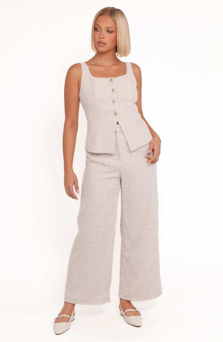 Petal & Pup Greta Tweed Vest & Pants Set, Alternate, color, White Brown Marl