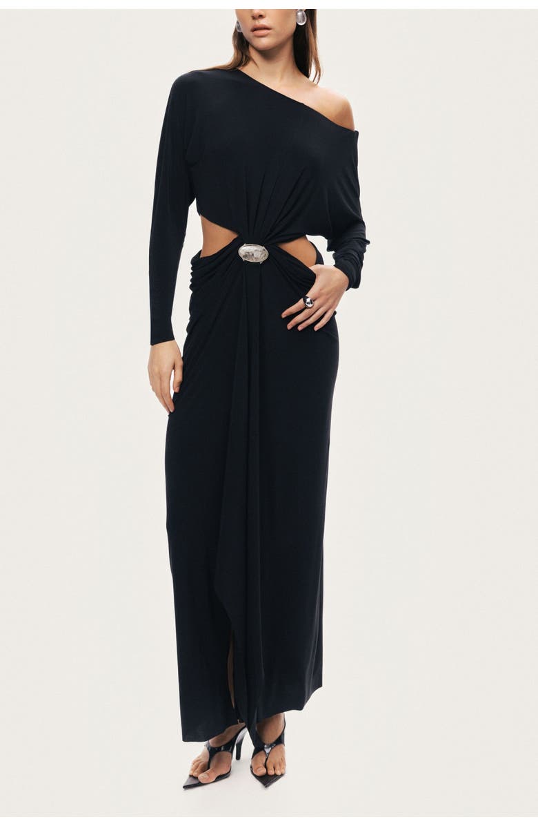 Nocturne One-Shoulder Cut-Out Maxi Dress, Alternate, color, Black