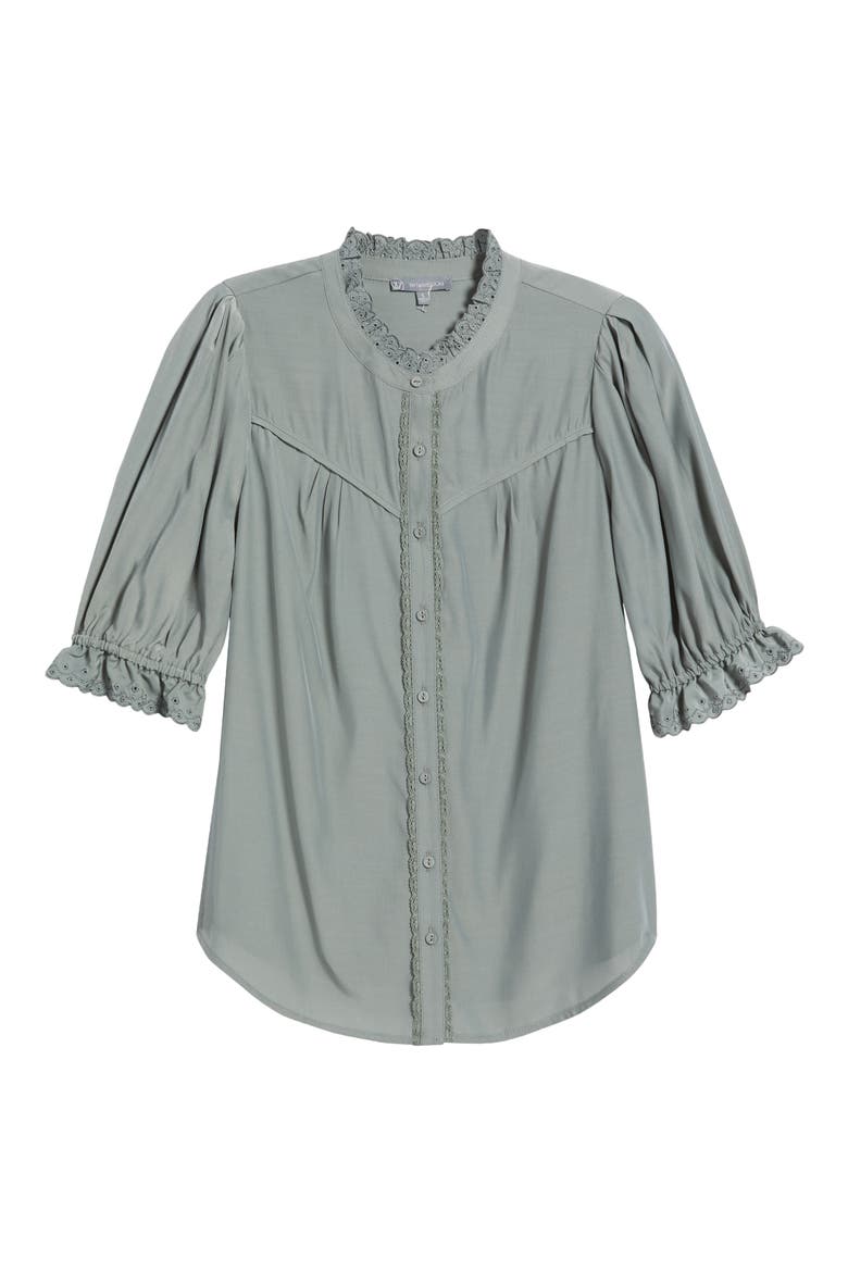 Eyelet Accent Top, Alternate, color, DEEP SEAGRASS