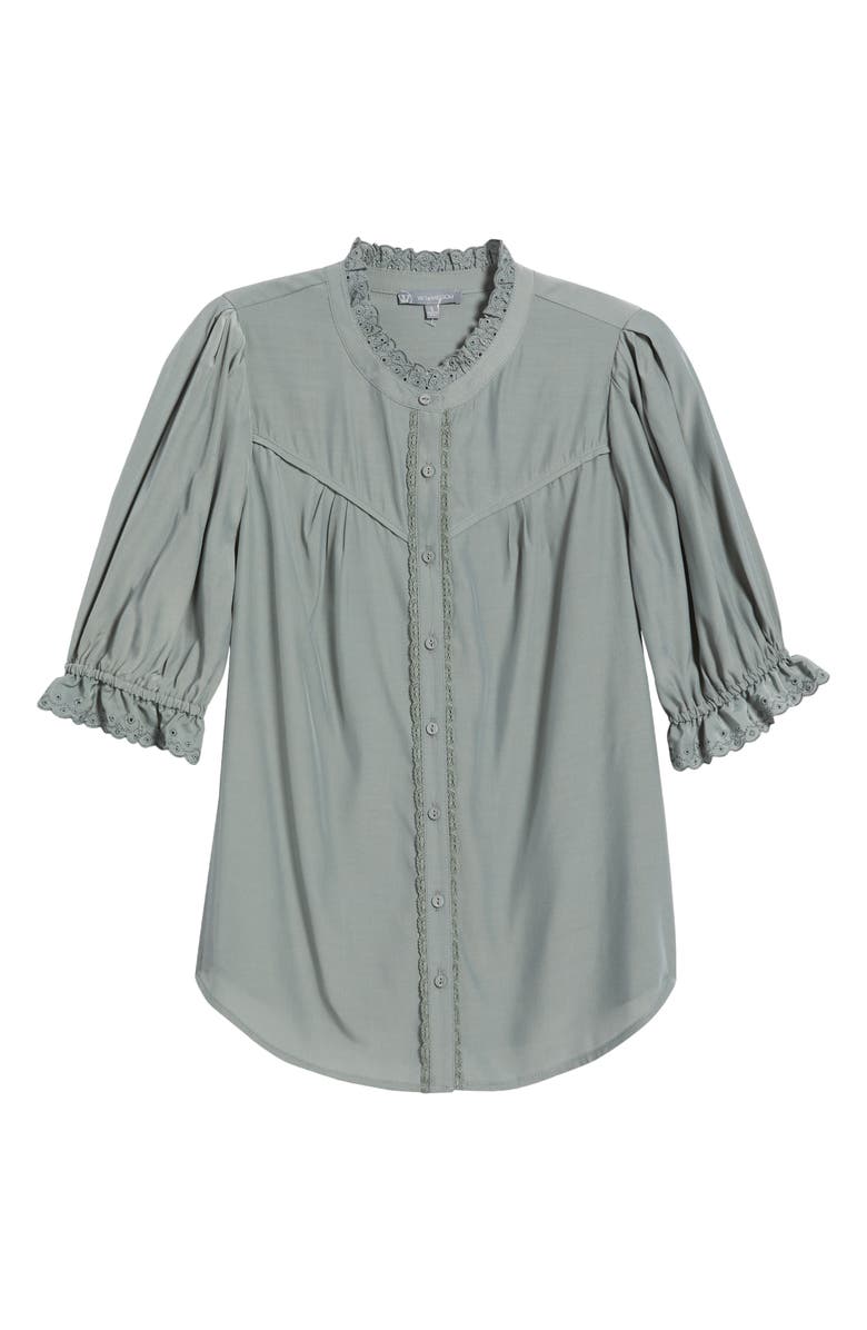 Wit & Wisdom Eyelet Accent Top, Alternate, color, Deep Seagrass