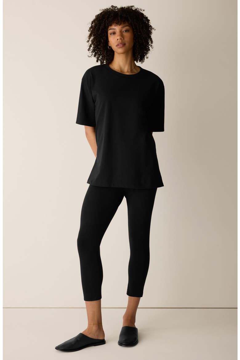 High Waist Stretch Organic Cotton Capri Leggings, Alternate, color, BLACK