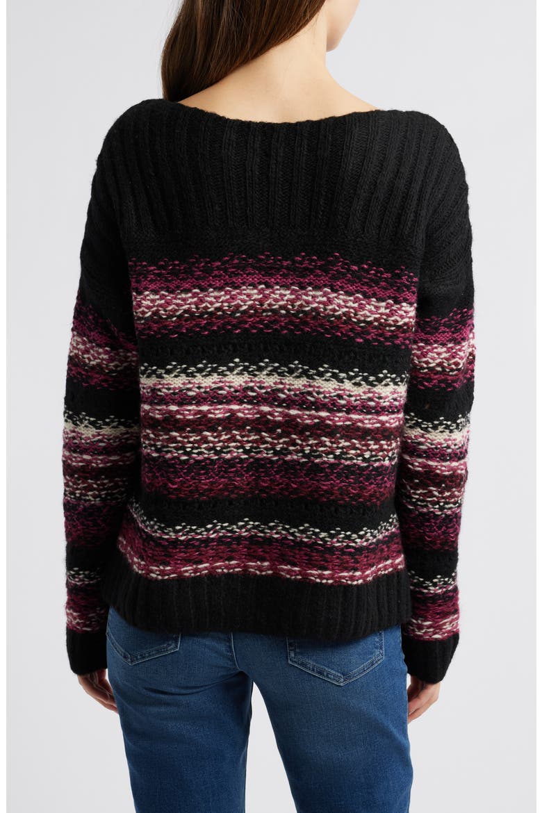 Fair Isle Boat Neck Sweater, Alternate, color, BLACK MULTI COMBO