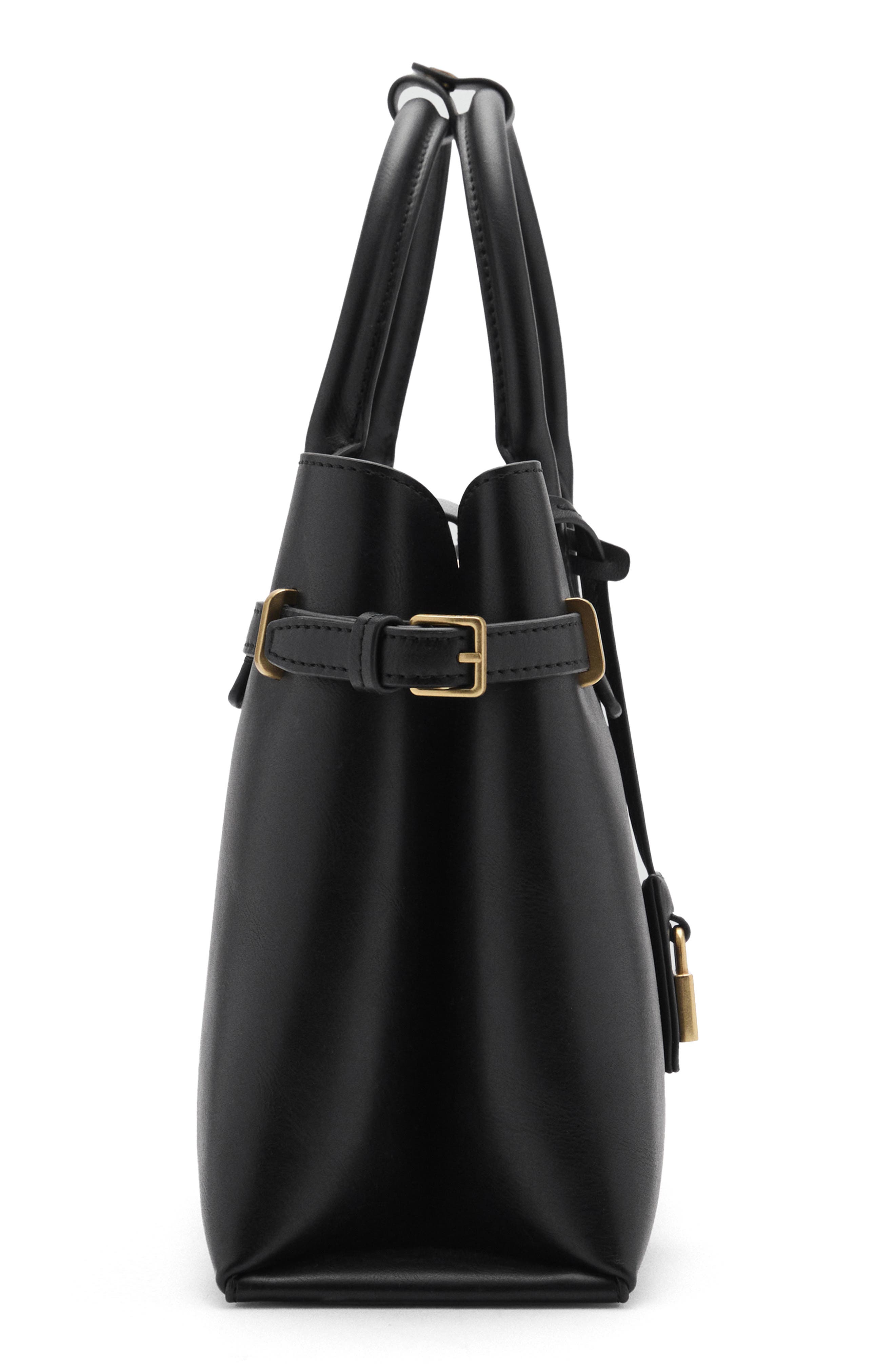 MANGO Padlock Detail Faux Leather Shopper Bag, Alternate, color, 
