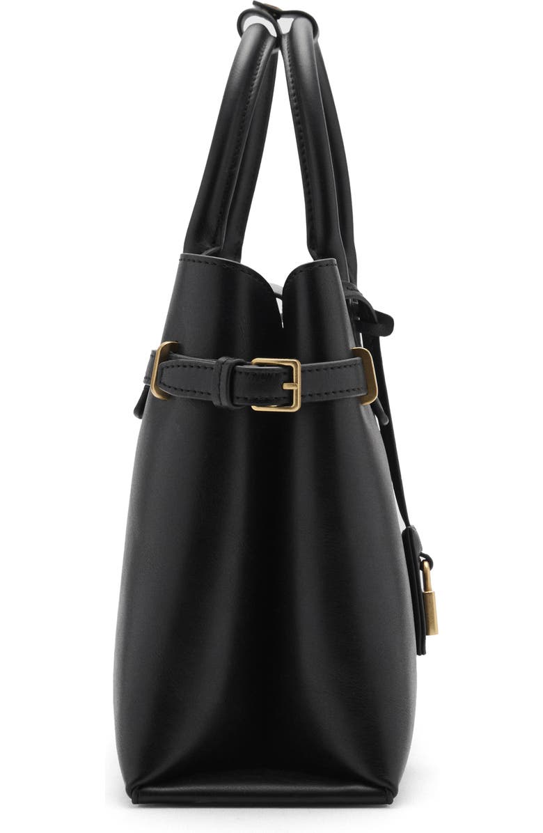 MANGO Padlock Detail Faux Leather Shopper Bag, Alternate, color,