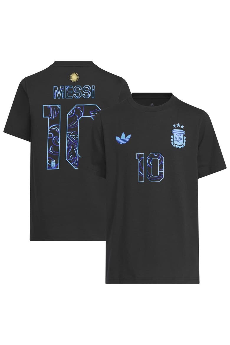 Youth adidas Lionel Messi Black Argentina National Team 2026 Away Jersey Hook Name & Number T-Shirt, Main, color, Black