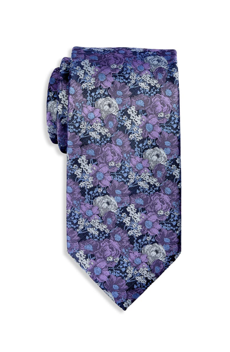 Synrgy by DXL Big & Tall Exploded Floral Tie, Main, color, Navy