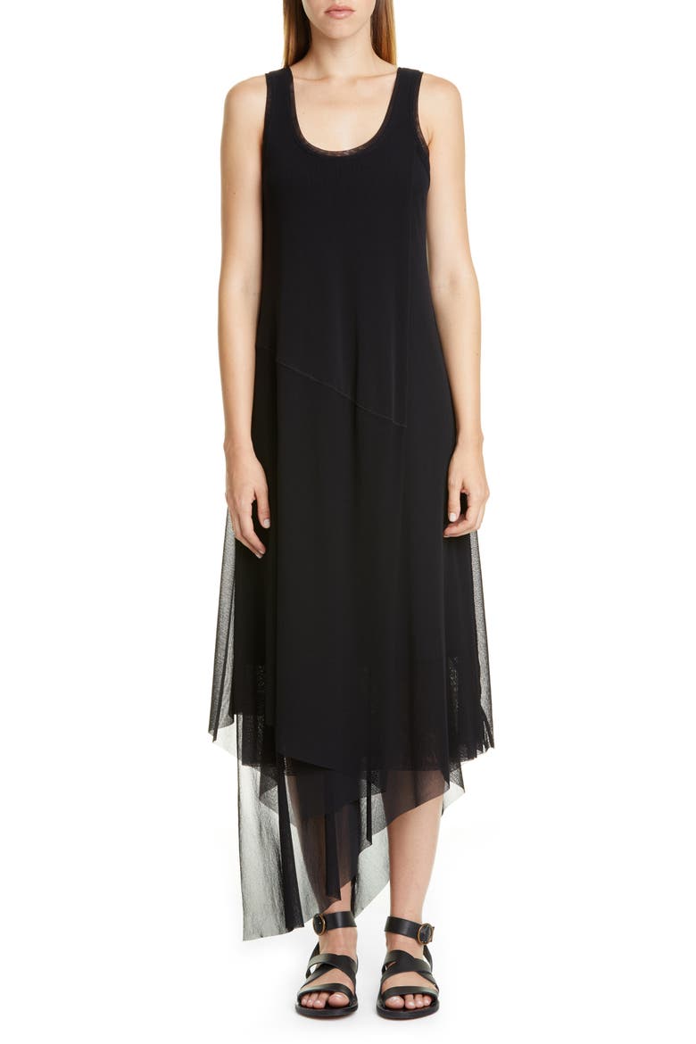 Asymmetrical Hem Tank Dress, Main, color, NERO