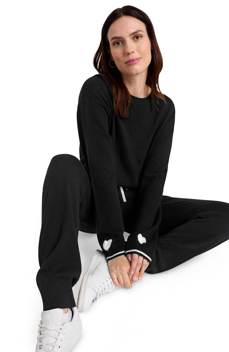 Splendid Elizabeth Heart Detail Cotton Blend Sweater, Alternate, color,