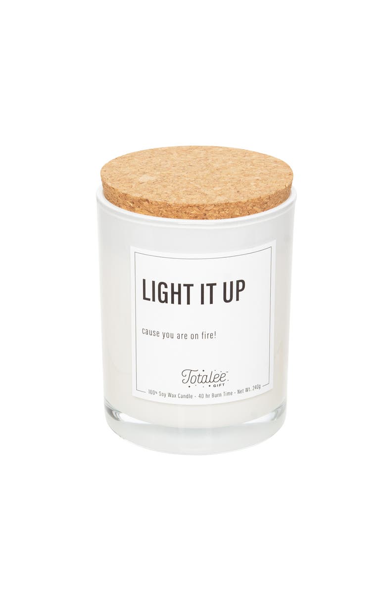 Totalee Gift Light It Up Soy Candle Wax White 7.76 oz Burn Time 40, Main, color,