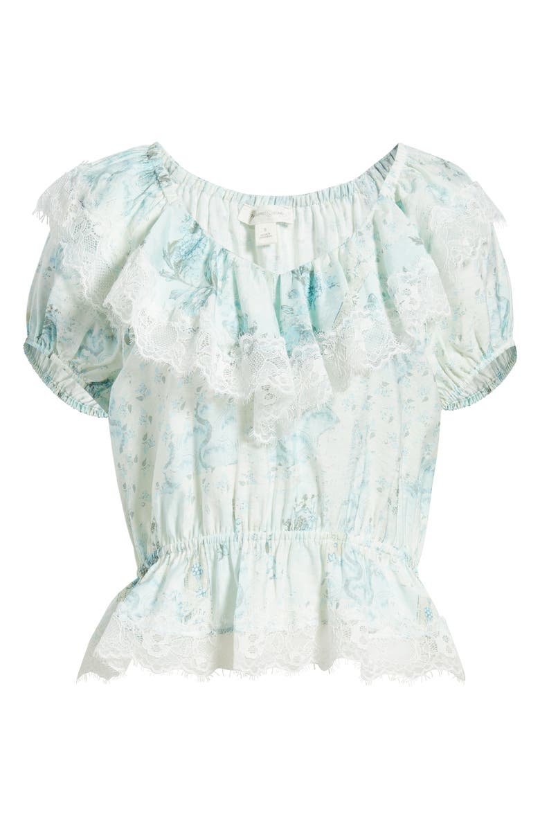 Treasure & Bond Lace Trim Puff Sleeve Peplum Top, Main, color, Blue Wallpaper Collage
