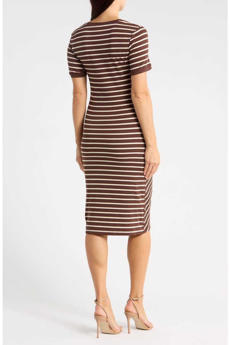 Stripe Knit Midi Dress, Alternate, color, JAVA/ WHITE
