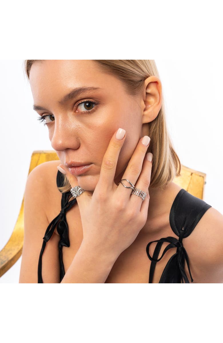 Spero London Wavy Lines Sterling Silver Wave Ring, Alternate, color, Silver