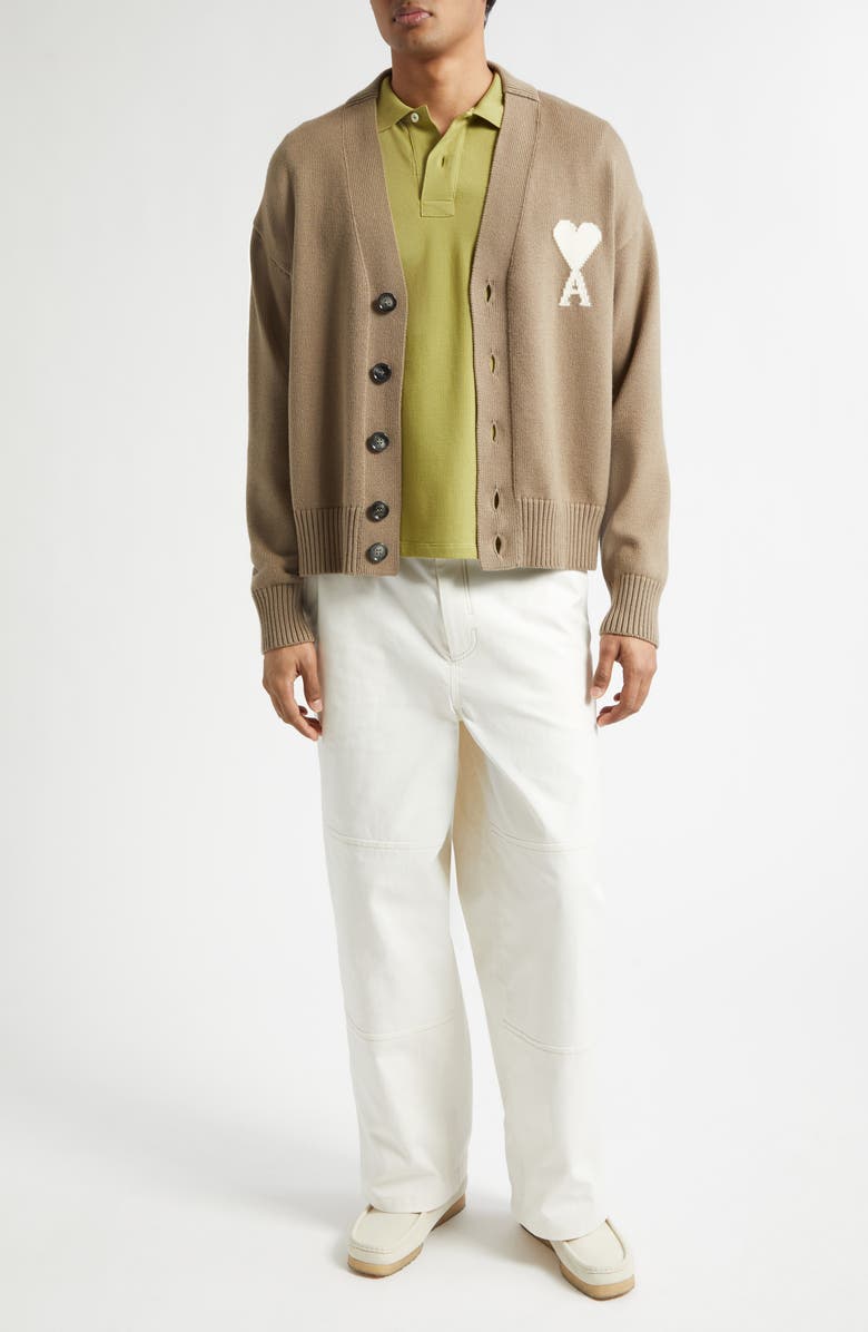 AMI PARIS Cotton Worker Pants, Alternate, color, Blanc Creme