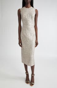 Michael Kors Collection Hand Embroidered Sequin Midi Dress