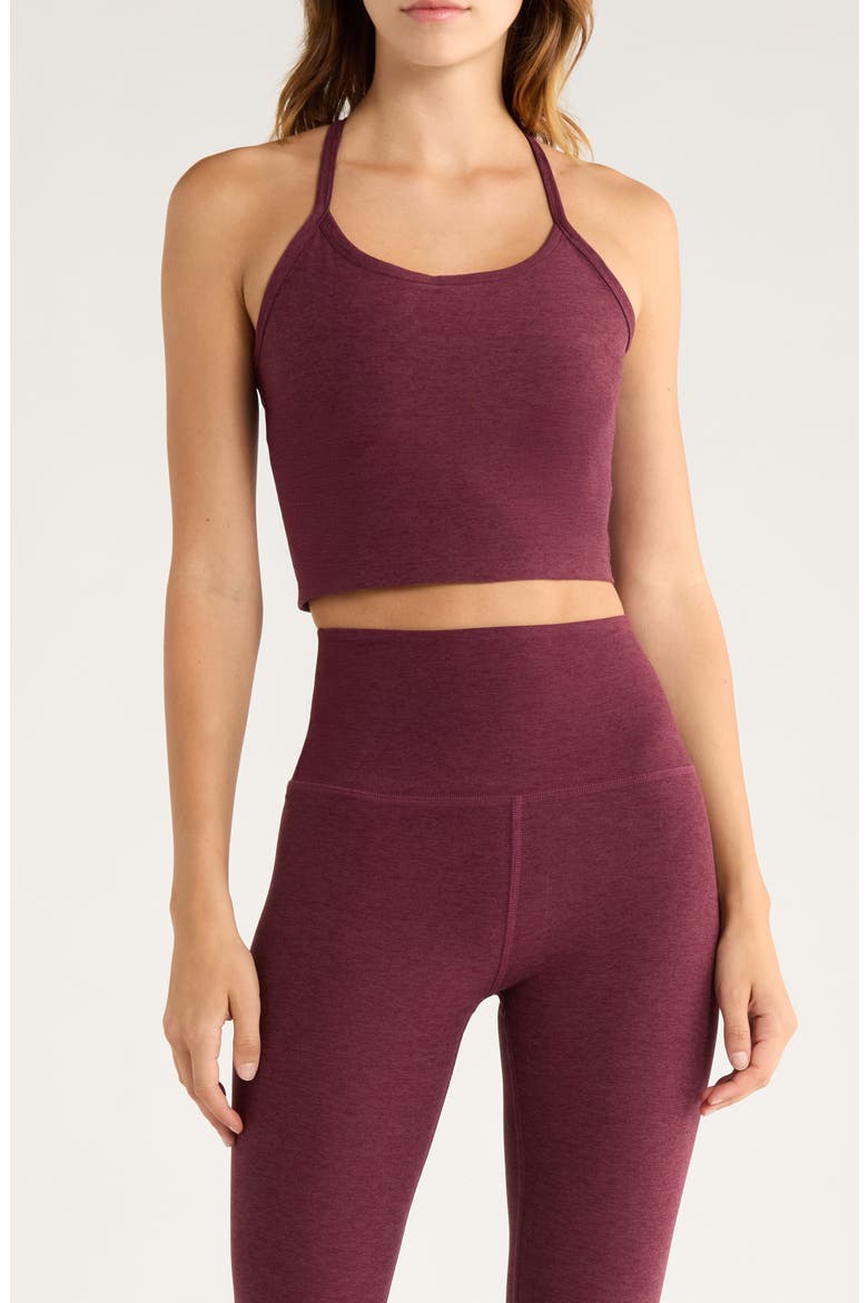 Space Dye Slim Racerback Crop Tank, Main, color, MIDNIGHT BURGUNDY HE