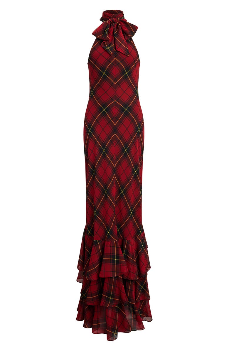 Lauren Ralph Lauren Plaid Ruffle Detail Gown, Alternate, color,