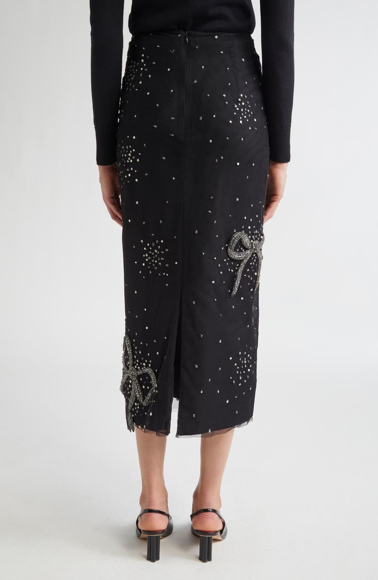 Carolina Herrera Bow Embellished Tulle Midi Skirt, Alternate, color, Black