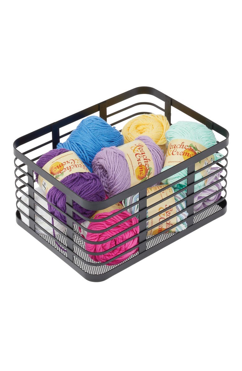 mDesign Metal Pantry Basket with Handles - Set of 2 - Matte Black, Alternate, color, Matte Black