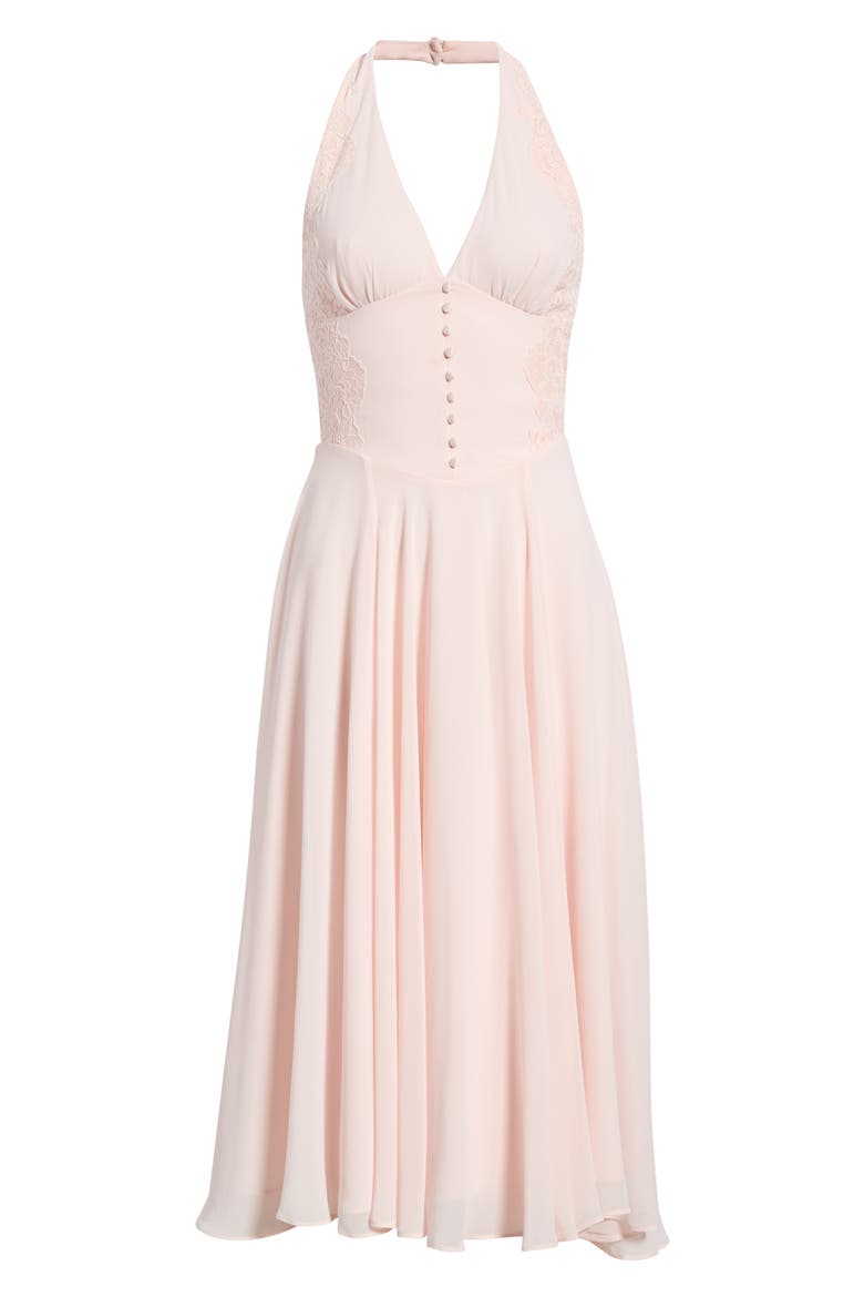 Coco Pink Georgette Lace Fit & Flare Midi Dress, Alternate, color, PINK