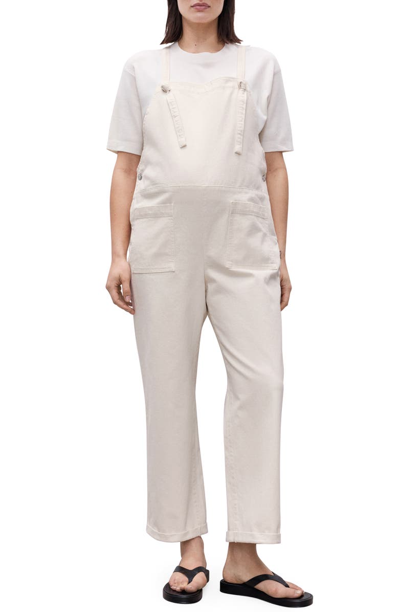 MANGO Denim Maternity Overalls, Main, color, Off White