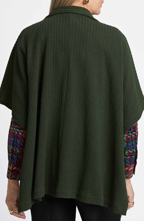 Foxcroft Aspyn Cable Stitch Snap Front Knit Cape In Dark Green