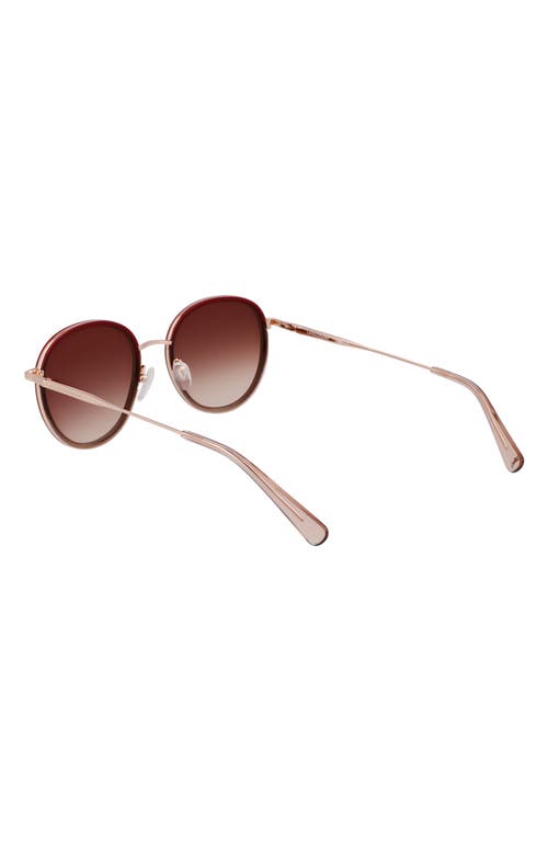 Longchamp Roseau 52mm Gradient Round Sunglasses In Rose Gold/gradient Burgundy