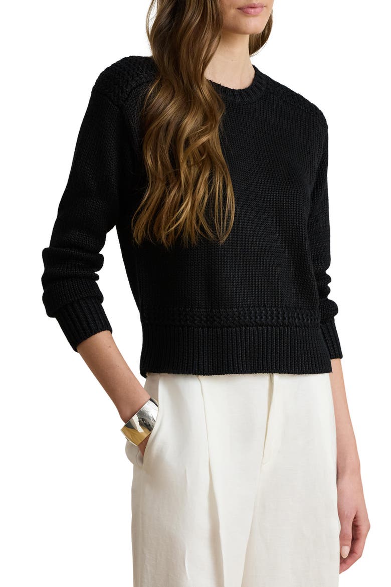 Crewneck Dropped Shoulder Sweater, Main, color, BLACK