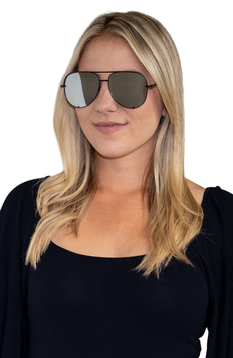 Fifth & Ninth Walker 61mm Polarized Aviator Sunglasses, Alternate, color, Black/ Silver