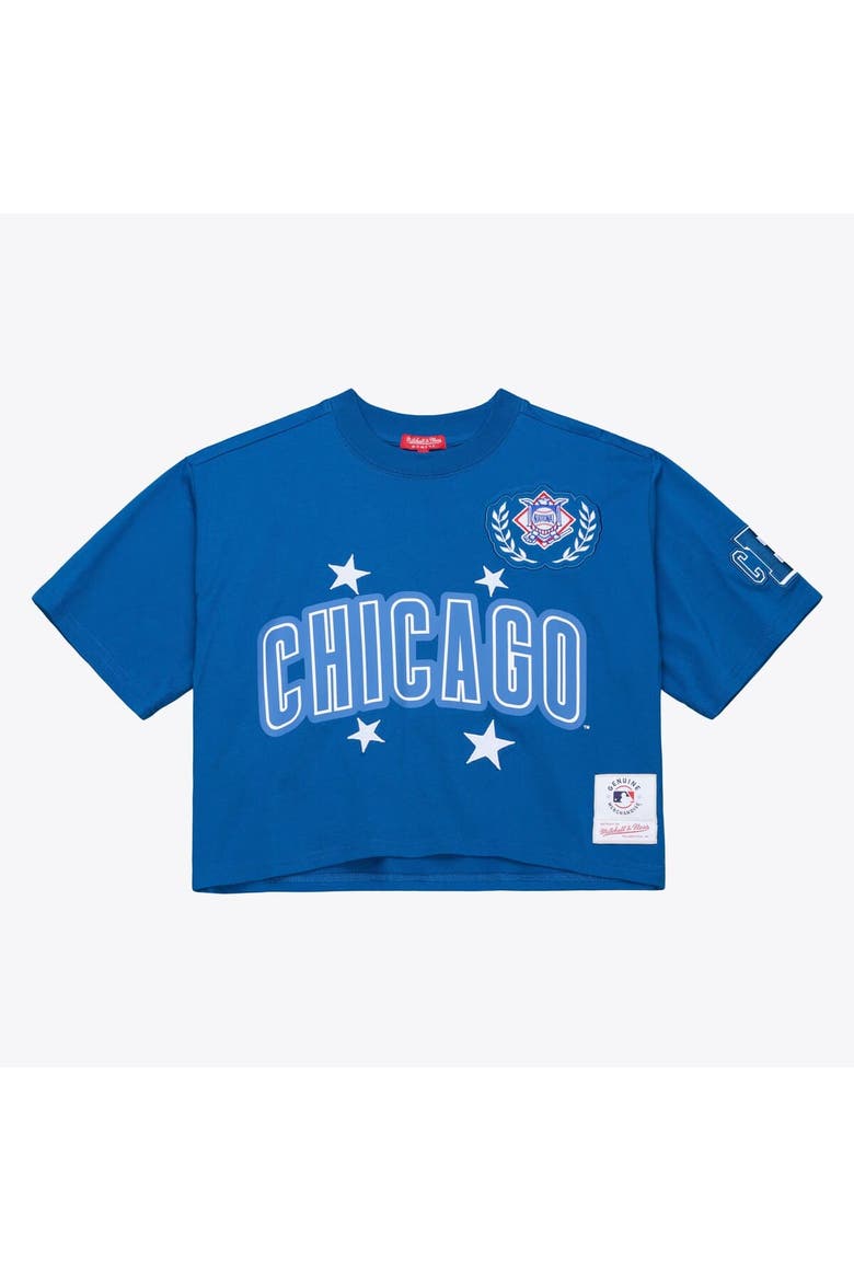 Women's Mitchell & Ness Royal Chicago Cubs Pep Rally Cropped Boxy T-Shirt, Main, color, Royal
