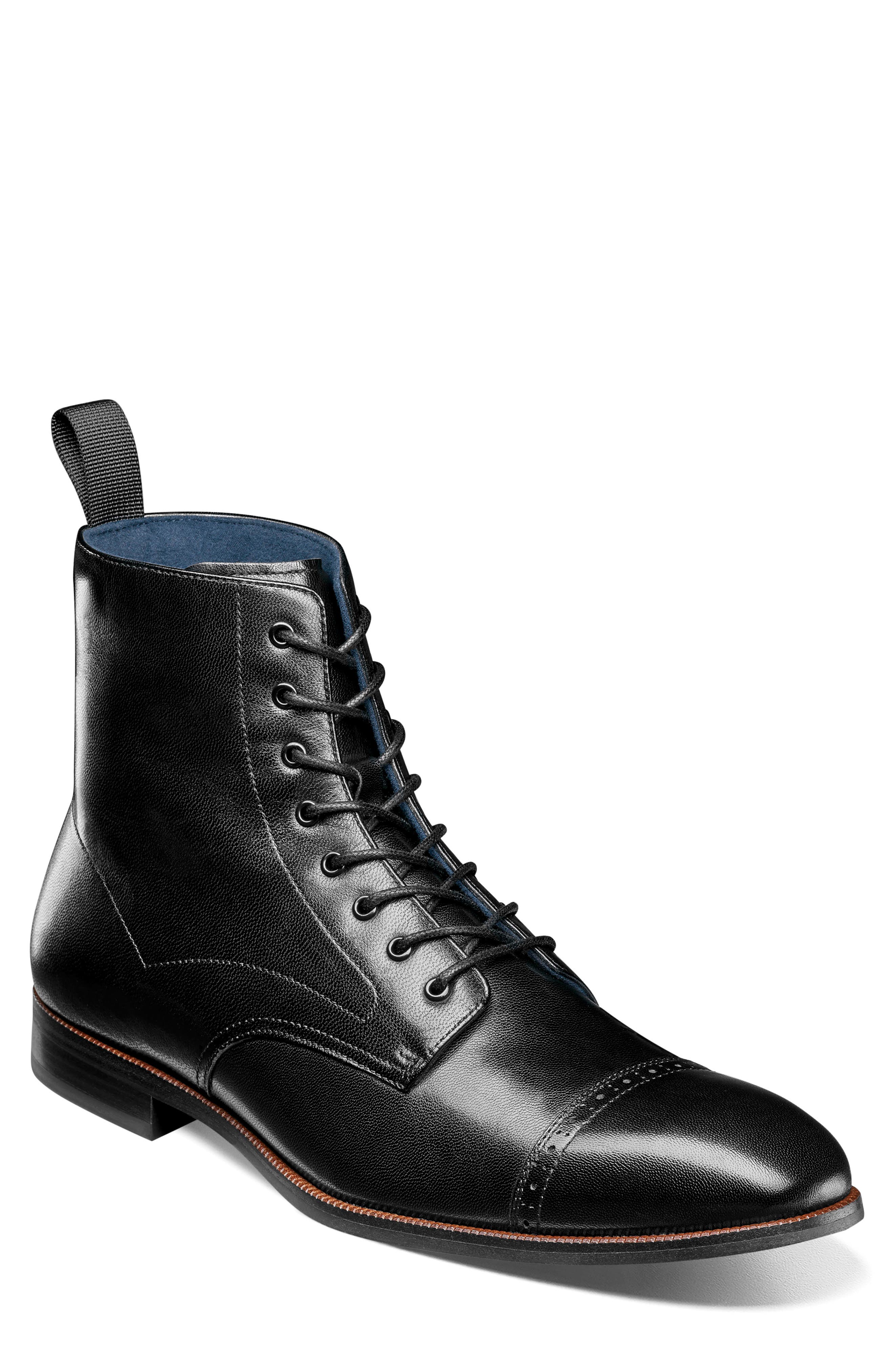 Stacy Adams Henry Cap Toe Boot, Main, color, Black