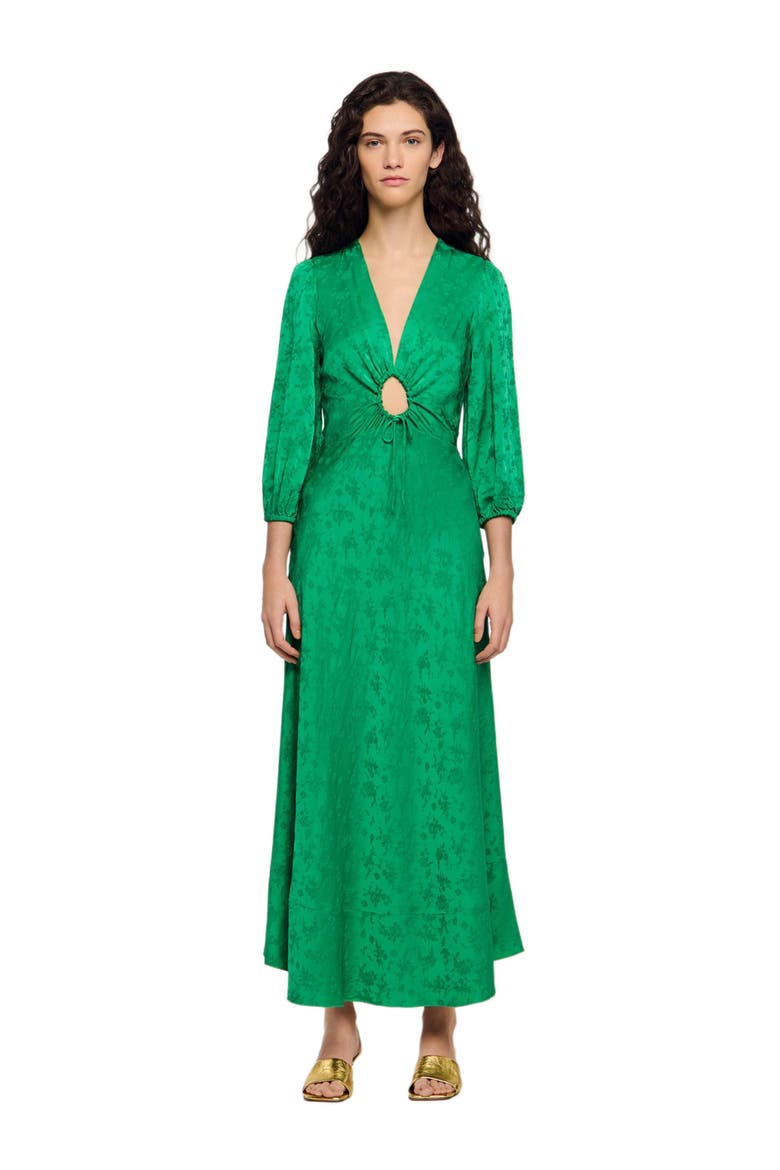 Floral jacquard maxi dress, Main, color, Green