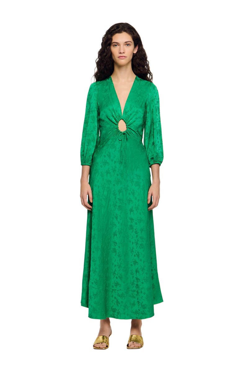 SANDRO Floral jacquard maxi dress, Main, color, Green