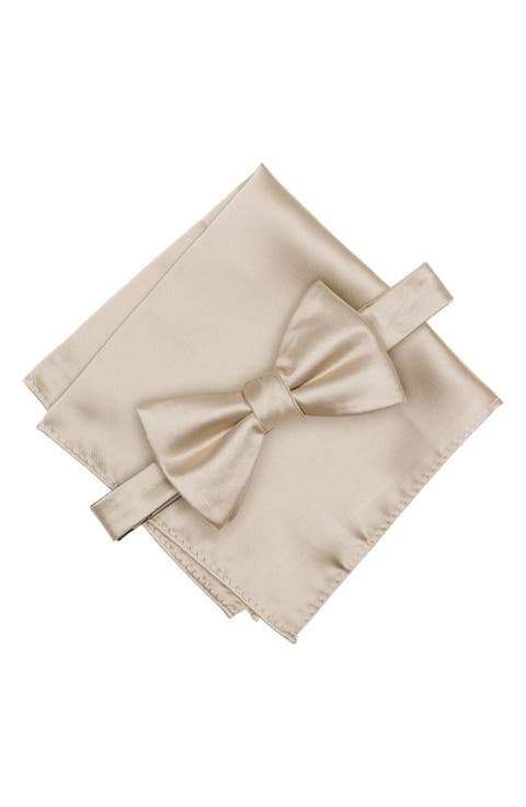 Textured Satin Bow Tie & Pocket Square Set