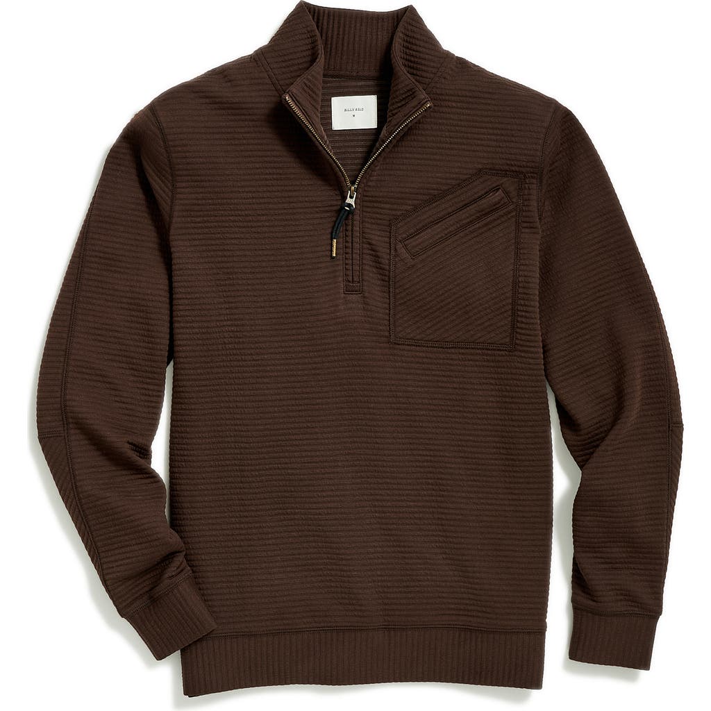 Billy Reid Quilted Half Zip Pullover in Chocolate