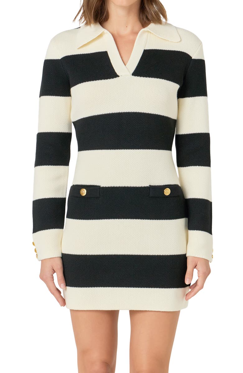 Endless Rose Stripe Long Sleeve Minidress, Alternate, color,