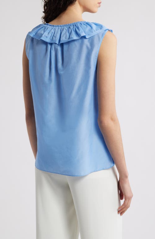 Kobi Halperin Florence Sleeveless Ruffle Blouse In Dusty Blue