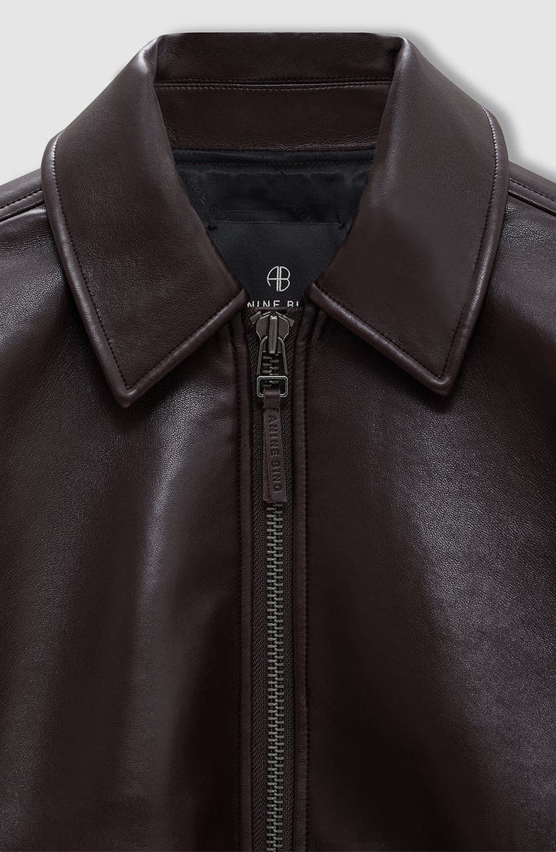 ANINE BING Kelanie Recycled Leather Jacket, Alternate, color, Deep Brown