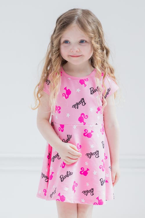 Barbie Short Sleeve Skater Dress In Multi