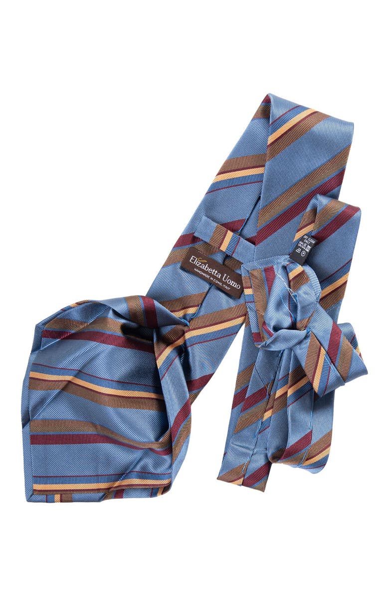 Elizabetta Battisti - Silk Jacquard Tie for Men, Alternate, color, Steel Blue