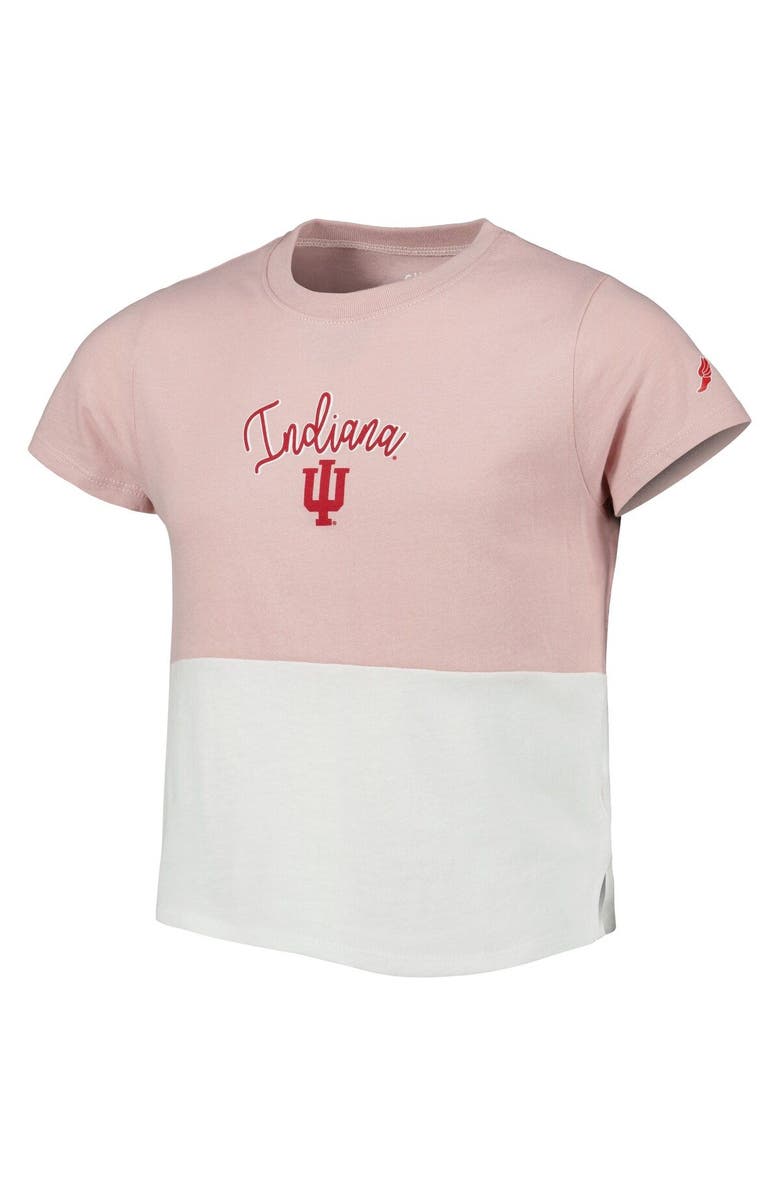 LEAGUE COLLEGIATE WEAR Girls Youth League Collegiate Wear Pink/White Indiana Hoosiers Colorblocked T-Shirt, Alternate, color, Pink