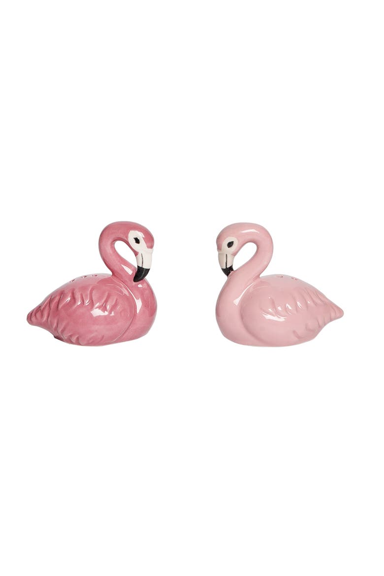 Flamingo 2-Piece Ceramic Salt & Pepper Shaker Set 3.25", Main, color, Pink