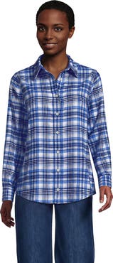 Lands' End Flannel Boyfriend Long Sleeve Shirt
