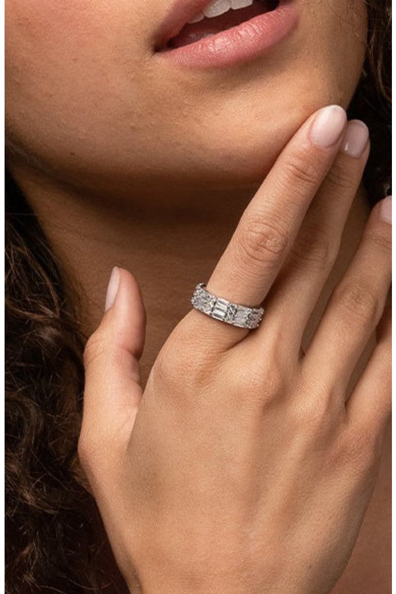 Janette Textured Ring Trendy Statement Band, Alternate, color, Silver