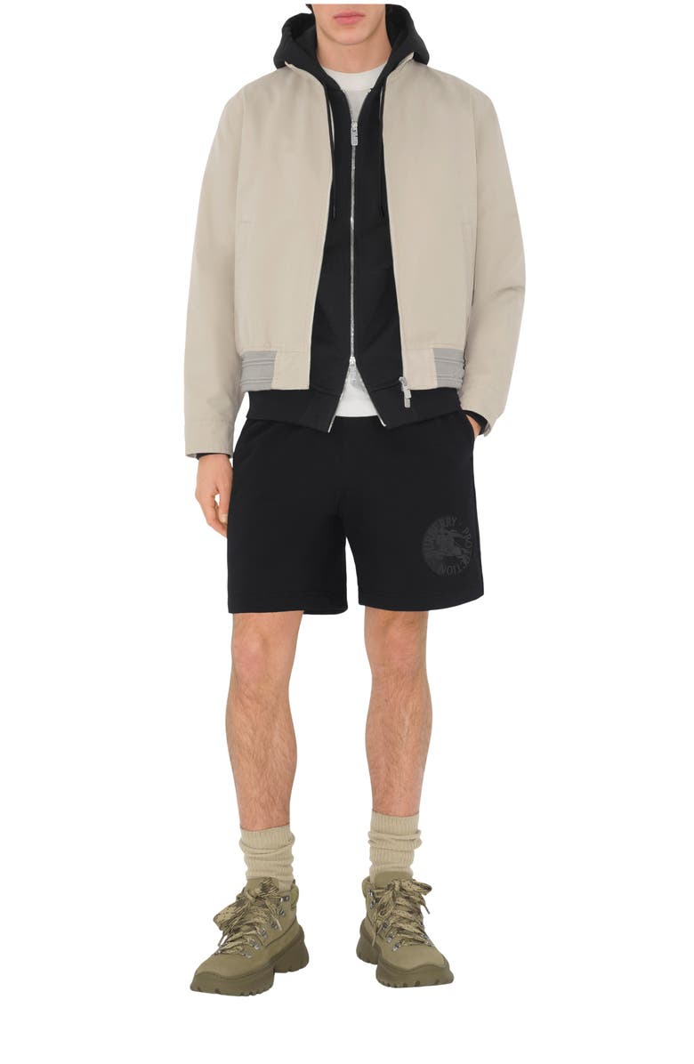 Burberry EKD Badge Cotton Shorts, Main, color, Black