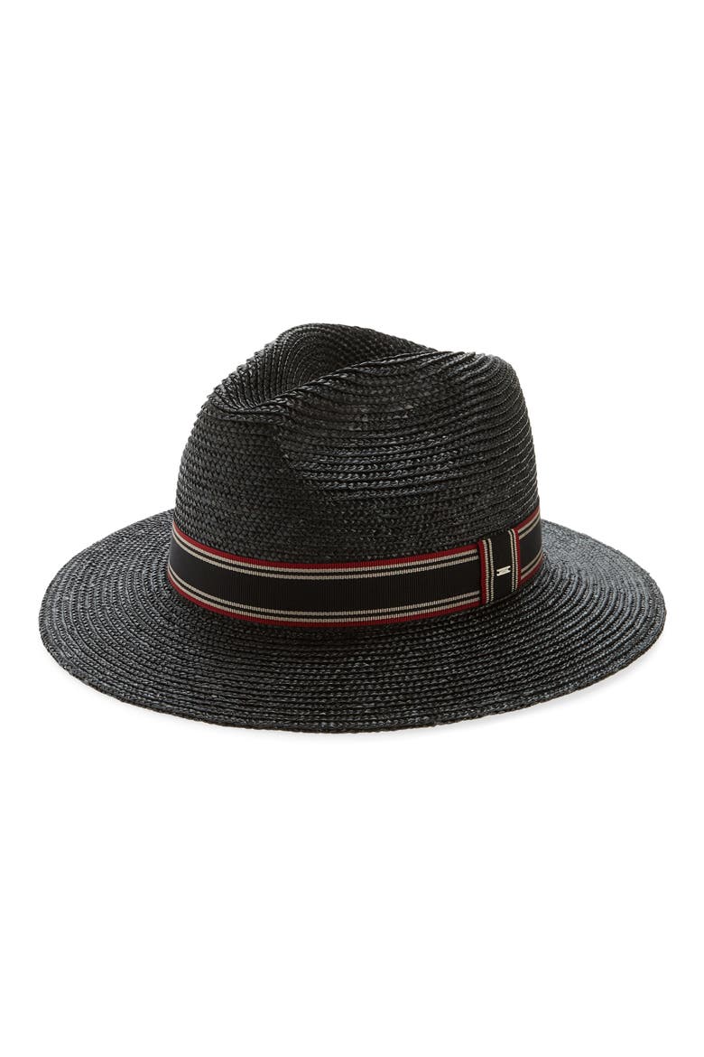 Paille Chapeau Straw Fedora, Main, color, NOIR