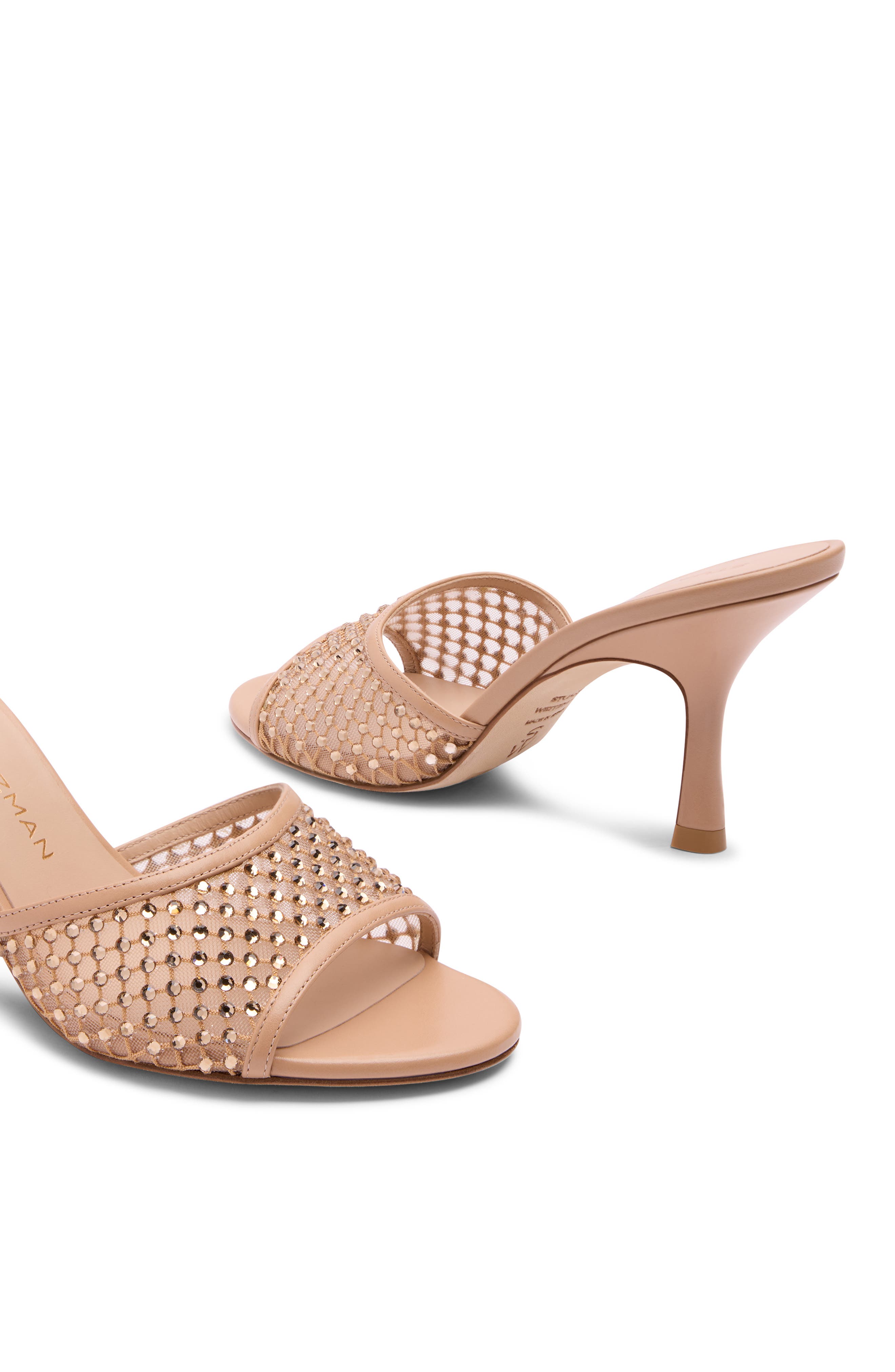 Stuart Weitzman Bareitall Shine Mesh Sandal, Alternate, color, Adobe
